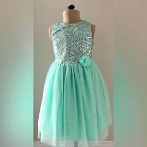Teal/Mint Girls Tulle Dress - Like New Condition